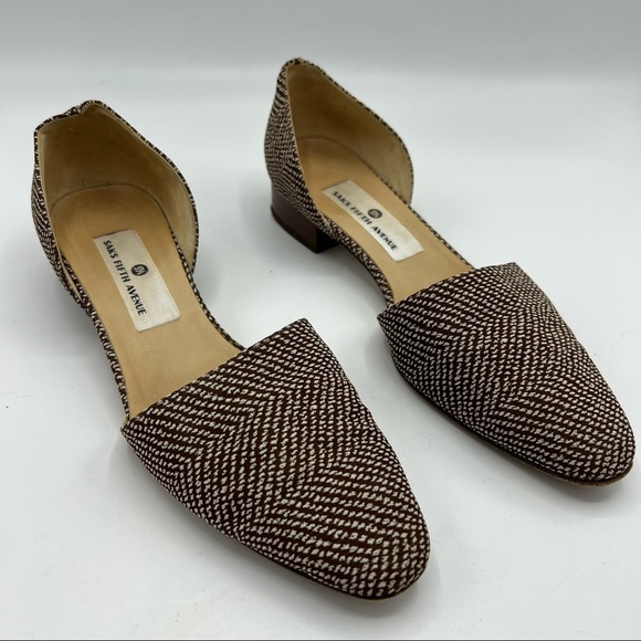 Saks Fifth Avenue Shoes - Saks Fifth Avenue Brown and White Flats